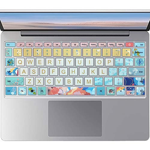 Protective Keyboard Cover Skin for 12.4" Microsoft Surface Laptop Go (2020 Released), Flower and Big Letter Designs, Litter Flowers - color: Litter Flowers