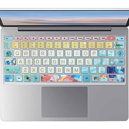 Protective Keyboard Cover Skin for 12.4" Microsoft Surface Laptop Go (2020 Released), Flower and Big Letter Designs, Litter Flowers - color: Litter Flowers
