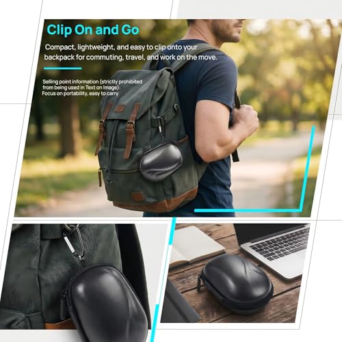 Comecase Compact Mouse Case for Logitech MX Anywhere 3S/3/2S/2 | Hard Shell Storage, Raised Inner Dots, Accessory Groove, Carabiner, Travel and Business Use, Full Black, Bag Only - color: Full Black