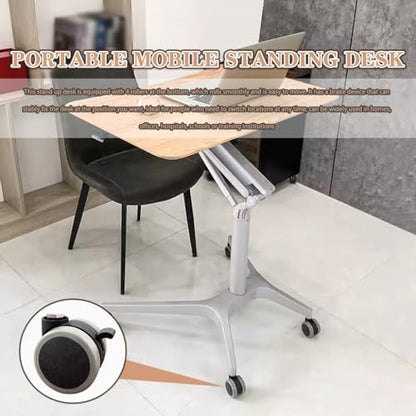 Mobile Laptop Desk Home, Lift Stand Up Desk with Casters, Large Capacity Mobile Study Table, Height Adjustable Sofa Side Table, Easy to Install(Silver) - color: Silver
