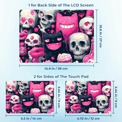 Reusable Universal Laptop Skin Sticker, Cut to Fit for 11.6–15.6 Inch Laptops, Waterproof Protective Film, No-Residue - Candy Color Skull Monster - color: Candy Color Skull Monster