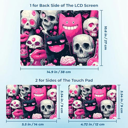 Reusable Universal Laptop Skin Sticker, Cut to Fit for 11.6–15.6 Inch Laptops, Waterproof Protective Film, No-Residue - Candy Color Skull Monster - color: Candy Color Skull Monster