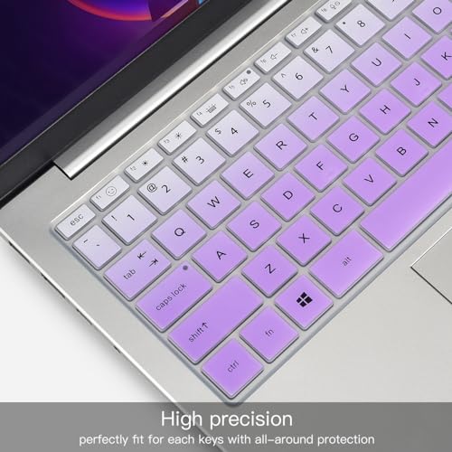 Keyboard Cover for 2023 14" HP Envy 2-in-1 14t-es000 14-es0013dx 14-es0033dx, HP 14" Laptop 14-ep 14-em 14t-ep000 14z-em000 14-ep000 14-ep0097nr 14-ep0145cl 14-em0047nr Keyboard Skin Protector - color: Ombre Purple