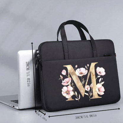 Computer Bag For Men & Women, With Initial Laptop Bag,14/15inches Messenger bag For Office、Business、Travel、School - color: Bk-m