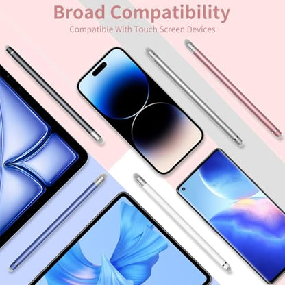 YITIAOXIOAYU 5 Pack Stylus Pen for Touchscreen,High Precision and Sensitive | 2-in1 Design Stylus Pen,Suitable for ipad/iPhone/Android Tablets,Compatible with Touch Screens Devices - color: Black/White/Silver/Blue/Rose Gold