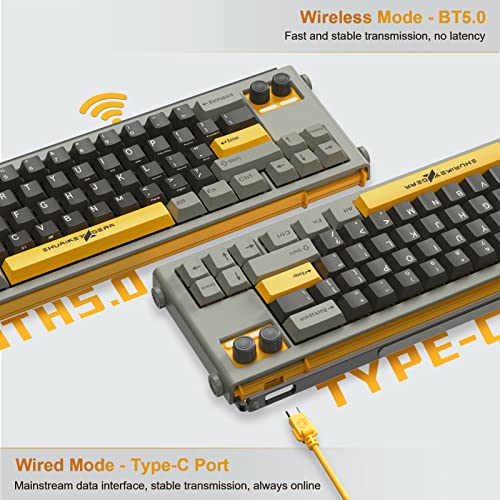 65% Mechanical Gaming Keyboard, Varmilo EC V2 Sakura Switches, BT5.0+USB-C, 4 Devices Connection, LED Backlit 4400mAh Battery, Anti-Ghosting 65 Keys Wireless Keyboard,Win/Mac