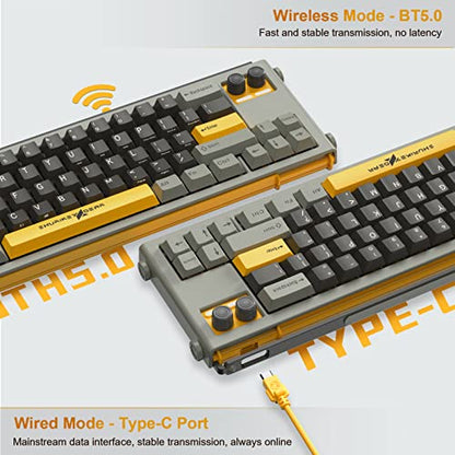 65% Mechanical Gaming Keyboard, Varmilo EC V2 Sakura Switches, BT5.0+USB-C, 4 Devices Connection, LED Backlit 4400mAh Battery, Anti-Ghosting 65 Keys Wireless Keyboard,Win/Mac