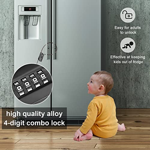 4-Digit Combination Cable Lock, 70 Inch PVC Coated Steel Cable Lock with Zinc Alloy Body, 10,000 Codes，Resettable Security Lock for Refrigerator, Cabinet, Bike, Motorcycle, Kayak, Trail Camera