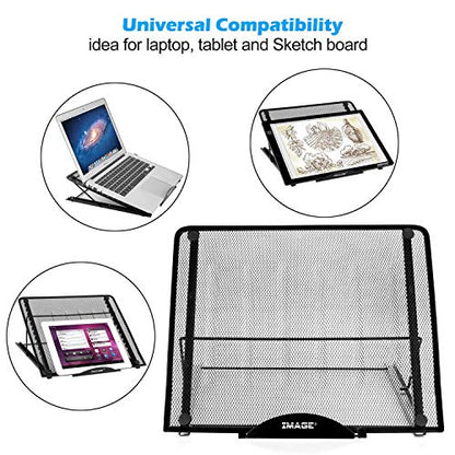 IMAGE Laptop Stand, A3 Large Version Foldable Portable Ventilated Desktop Laptop Stand Holder, Adjustable 12 Angle Points Stand, Compatible with 10" ~ 17" Notebooks, LED Light Box Pad