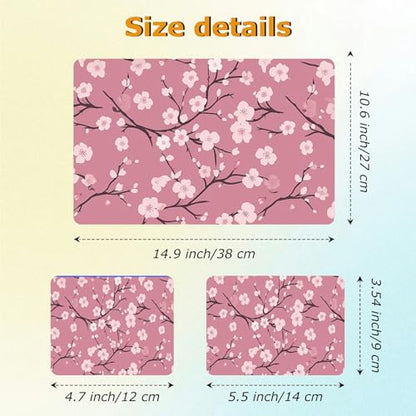 Universal Laptop Skin Sticker with 2 Wrist Pad Decals, 3-Piece Removable Vinyl Laptop Cover, Cherry Blossoms Waterproof Anti-Scratch, Easy-Trim Fit for 13.3" 14" 15.6" Laptops - color: Cherry Blossoms