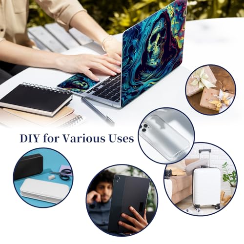 Universal Laptop Protective Skin,Trim-to-Fit Vinyl Sticker for 13–16 Inch Laptop,MacBook,Tablet & Notebook,Scratch-Proof Waterproof Cover,Colorful Hooded Skull - color: Colorful Hooded Skull