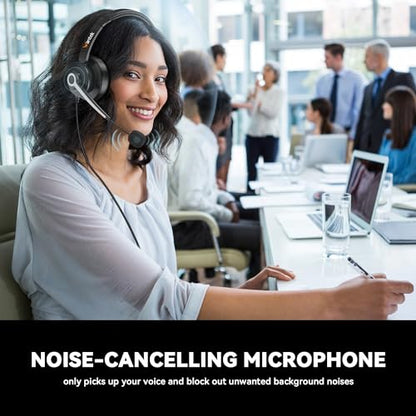 Wantek USB & 3.5mm Headset with Mic for PC/Laptop,Wired Headset with Noise-Cancelling Microphone & Audio Controls Perfect for Home Office Online Class Skype Zoom Call Center Webinar,All Day Comfort