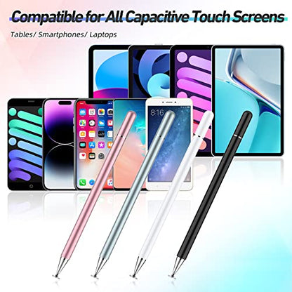 Stylus Pens for Touch Screen, 4 Pack Disc Universal Stylus Pen for iPad pro/iPhone/Android Tablets and All Capacitive Touch Screens (Black/White/Grey/Rosegold) - color: Black/White/Grey/Rosegold