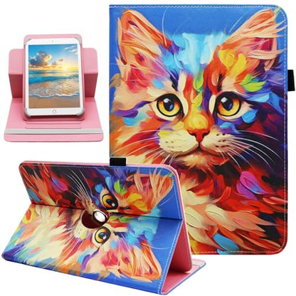 Universal 10 10.1 Inch Android Tablet Case, Dluggs 360 Degree Rotating Multi-Angle Viewing Stand Universal Case Cover for 10 10.1 and All 9.5-10.5 Inch Tablet, Cat - color: Cat