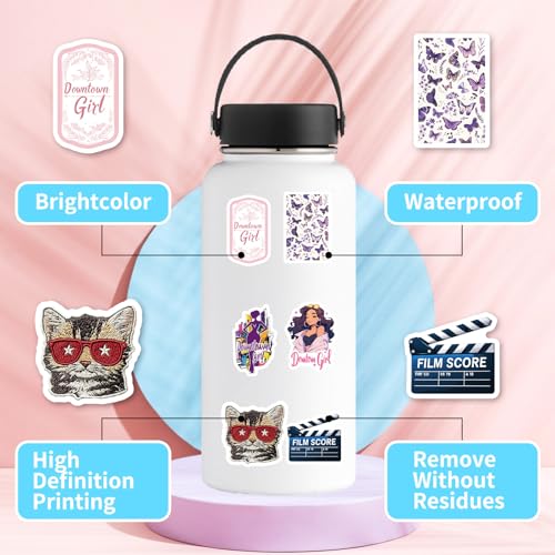50Pcs Aesthetic Downtown Girls Stickers Pack with Y2K Retro & Funny Designs, Waterproof Vinyl Decals for Water Bottles, Laptops, Skateboards & Party Decor (Teens Adults Women) - style: J-01