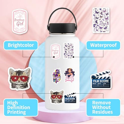 50Pcs Aesthetic Downtown Girls Stickers Pack with Y2K Retro & Funny Designs, Waterproof Vinyl Decals for Water Bottles, Laptops, Skateboards & Party Decor (Teens Adults Women) - style: J-01