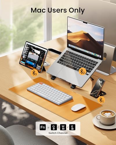 ProtoArc K90-A Backlit Bluetooth Keyboard for Mac/iPad, White Silver | Compact Wireless Mac Keyboard, 78-Key, No Numpad, 3-Level White Led Backlight, Multi-Device, Low-Profile, Rechargeable - color: White Silver