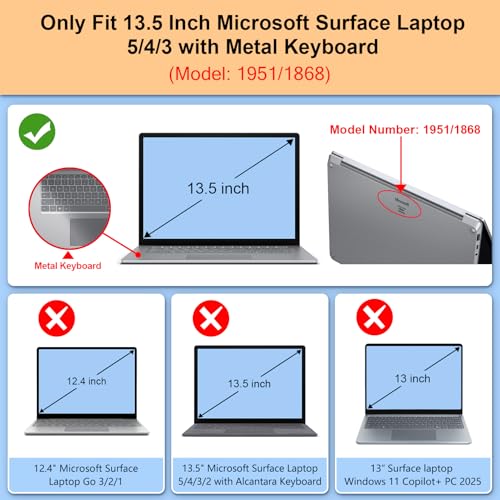 Fintie Case for 13.5 Inch Microsoft Surface Laptop 5/4/3 with Metal Keyboard (Model: 1951/1868) - Protective Slim Snap On Hard Shell Cover (Crystal Clear) - color: Crystal Clear