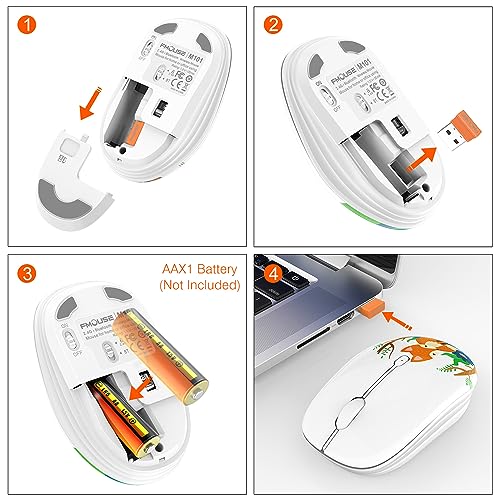 FMOUSE Cute Wireless Mouse, Bluetooth & 2.4GHz Dual Mode, Silent Click, AA Battery Powered, Kawaii for Kids Students Teen Girls, Compatible with Laptop Mac iPad PC (Fox) - color: Fox