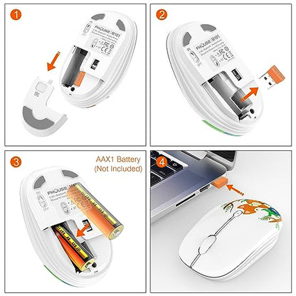FMOUSE Cute Wireless Mouse, Bluetooth & 2.4GHz Dual Mode, Silent Click, AA Battery Powered, Kawaii for Kids Students Teen Girls, Compatible with Laptop Mac iPad PC (Fox) - color: Fox