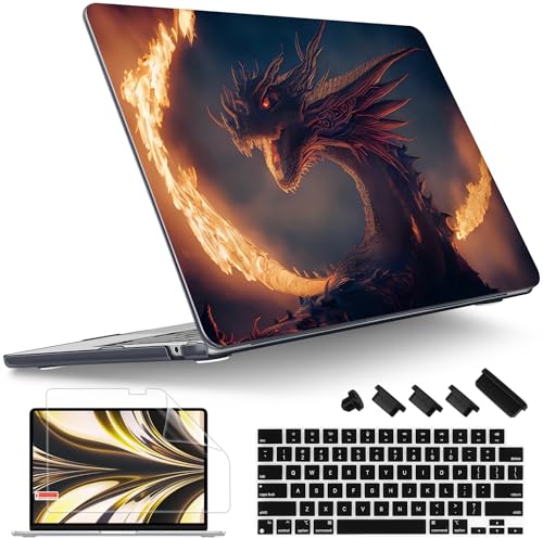 Tuiklol for MacBook Air 13 inch Case M5 2026 M4 2025 M3 2024 M2 2022 Release Model A3449 A3240 A3113 A2681,Plastic Hard Shell Cover for MacBook Air 13.6 with Touch ID, Fire Dragon - color: Fire Dragon