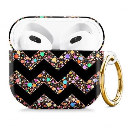 Compatible with AirPod 4 Case 2024, Cute Hard Plastic Protective Cover for Airpod 4th Generation Women, Shockproof Shell Skin with Gold Ring Keychain,Colorful Dots Camouflage - color: Colorful Dots Camouflage