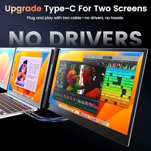 SMISEACOW Laptop Screen Extender Triple 15.6", 1080P FHD IPS 0.18" Ultra-Slim & 3.9 lbs, Plug-Play Portable Monitor for Laptops Fits 12-17.3" Laptops, Compatible with Win/Mac/Android - size: 15.6"- Screen Extender