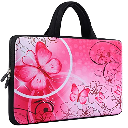 icolor 11 11.6 12 12.1 12.5 inch Laptop Carrying Bag Chromebook Case Notebook Ultrabook Bag Tablet Travel Cover Neoprene Sleeve for Apple Macbook Air Samsung Google Acer HP DELL Lenovo Asus Pink - color: Pink Flowers