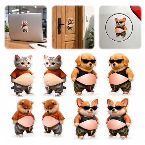 8 Pack Cute Puppy Silicone Squishy Stickers, 3D Self Adhesive Anti-Collision Bumper Pads, Soft Decorative Protector Pads for Laptop, Phone, Notebook, Water Bottle, Car