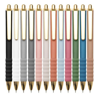 Linbsunne Ballpoint Pens Black Medium Point 1mm Pen with Super Soft Grip Ball Point Pen for Men Women Retractable Pens (Style2, 12-Count) - color: Black Style2 12-Count