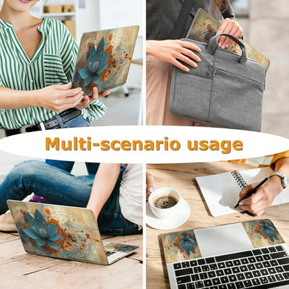Universal Laptop Skin Sticker with 2 Wrist Pad Decals, 3-Piece Removable Vinyl Laptop Cover, Art Lotus Flower Waterproof Anti-Scratch, Easy-Trim Fit for 13.3" 14" 15.6" Laptops - color: Art Lotus Flower