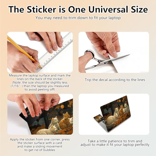 Laptop Skin Sticker Decal 15.6 Inch,12 13 13.3 14 15 15.6 in Laptop Netbook Skins for Notebook,Art Decal Removable Waterproof Scratch Resistant,Universal Vinyl Cover,Autumn Cute Cat - color: Autumn Cute Cat