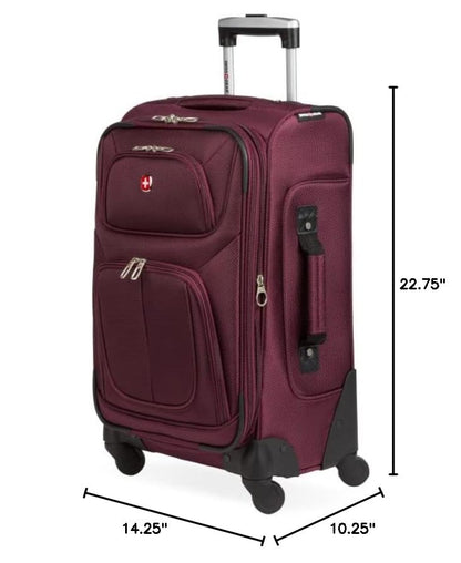 SWISSGEAR Sion Carry-On Spinner Luggage, Softside Expandable, Lightweight Suitcase, Merlot, 22.75-Inch - color: Merlot, size: Carry-On