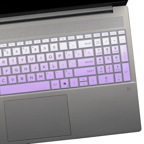 2 PCS Keyboard Cover for HP 15.6" 15-fc 15-fd 15z-fc000 15-fd0083wm 15t-fd000,HP OmniBook 5 AI 16" 16-ag 16-af 16-ba 16-bc 16z-ag100 16z-bc100 Series Laptop 16-af1037nr 16-bc1047nr-OPurlple+Clear - color: OPurlple+Clear