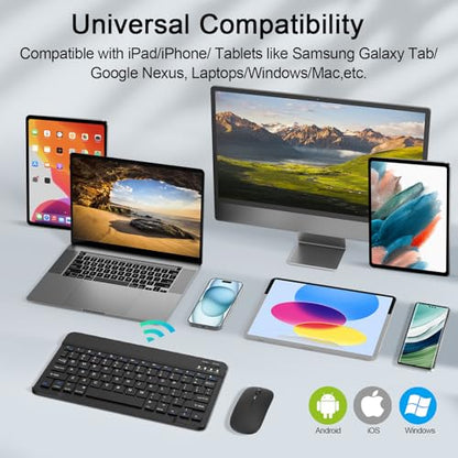 Wireless Keyboard and Mouse Combo, Rechargeable Bluetooth Keyboard & Mouse with 2.4 GHz Wireless USB Receiver, Compatible with iPad, Smartphone, PC, Laptop, Windows/iOS/Android, Black - color: Black