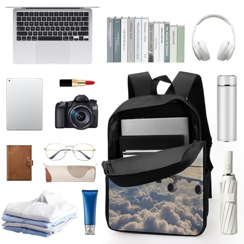 17-Inch Laptop Backpack Water-Resistant Airplane Daypack with Shoulder Strap Lightweight Casual Rucksack for Travel Commuter Hiking Outdoor Activities 20l Black