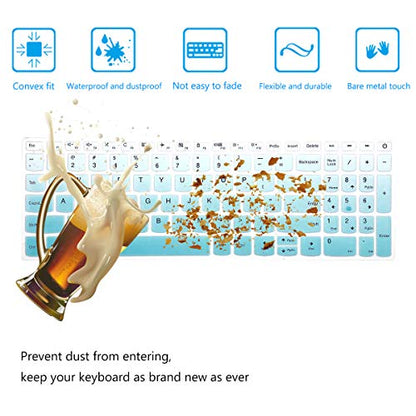 2Pack Keyboard Cover for Lenovo Yoga c740 c940 15.6, ideapad 3 15.6, Lenovo IdeaPad 15.6" 17.3" 320 330 330s 340s 520 S540 720s 130 S145 L340 S340 V330 V130 Keyboard Protective Skin - color: MintGreen+Clear