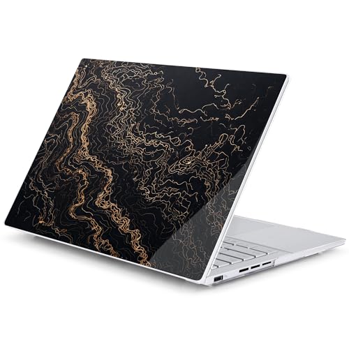Batianda Creative Case for ASUS Zenbook 14 OLED 2024 2025, Gold Topo Line | Model UX3405×× / UM3406××, Slim Plastic Hard Shell, Artistic Designs, Ultra-Thin Lightweight Laptop Case - color: Gold Topo Line