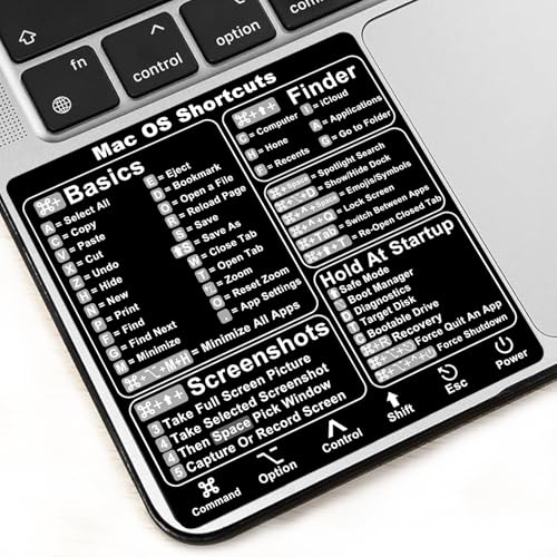 2-Pack Shortcuts Sticker for Apple Mac OS System, 2026 New Shortcuts Sticker for MacBook Pro/Air 13-16 inch M5 M4 M3 M2 M1 Chip -Black - color: Black