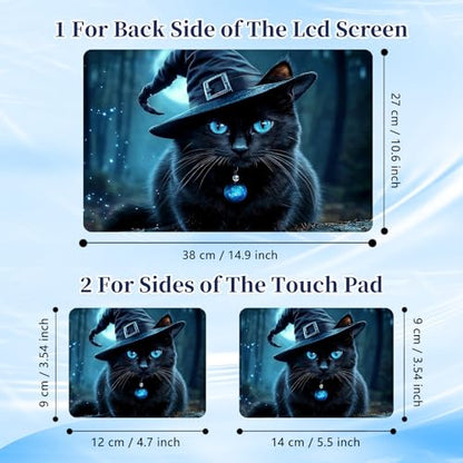 Universal Laptop Protective Skin,Trim-to-Fit Vinyl Sticker for 13–16 Inch Laptop,MacBook,Tablet & Notebook,Scratch-Proof Waterproof Cover,Black Cat Magic Hat - color: Black Cat Magic Hat