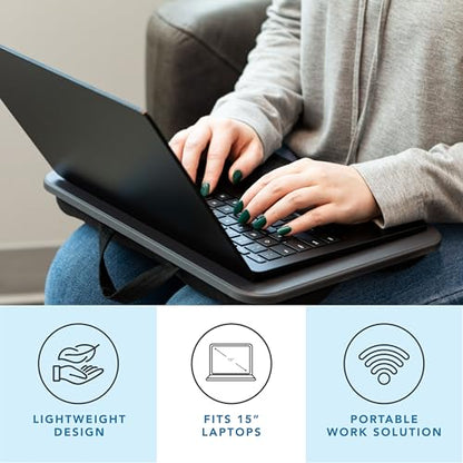 LAPGEAR Compact Lap Desk – Fits Up to 15″ Laptops – Charcoal-– Style No. 43105,(Pack of 12)