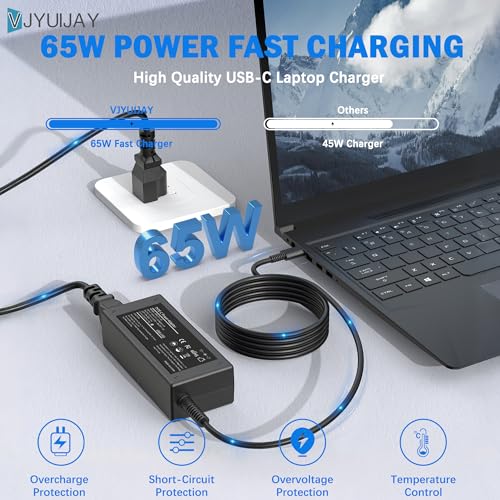Universal 65W USB C Laptop Charger Compatible with HP chromebook Lenovo Dell Acer Asus Samsung Google Computer Type C Power AC Adapter