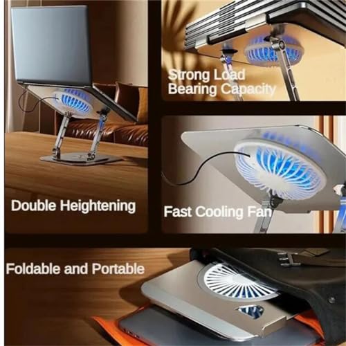 Laptop Stand 360° Rotatable Aluminum Tablet Cooling Stand With Folding fan Radiator Stand Lift