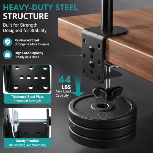 Yalikop 2 Pack Heavy Duty Desk Clamp for Monitor Mount Universal Desk Grommet Mount Adapter Black Steel Replacement C Clamp Fits 0.4-4 Inch Thick, Compatible with Monitor Arm, Microphone Boom Arm