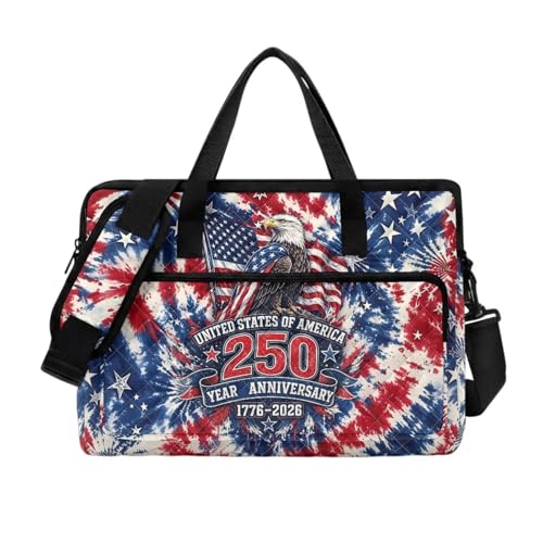 Laptop Sleeve, Laptop Cover with Adjustable Strap Computer Bag Tablet Notebook Sleeves Handbag Messenger Briefcase - color: Usa 250th Birthday Print