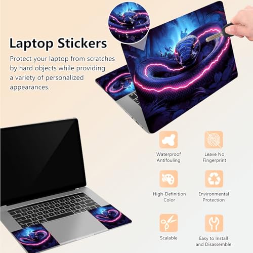 Laptop Skin Sticker Decal 15.6 Inch,12 13 13.3 14 15 15.6 in Laptop Netbook Skins for Notebook,Art Decal Removable Waterproof Scratch Resistant,Universal Vinyl Cover,Glitter Snake - color: Glitter Snake
