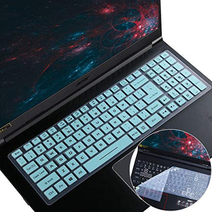 2PCS Keyboard Cover for Acer Nitro 5, Nitro 16 AN16-51/41, Nitro 17 AN17-51/41, Predator Helios 16 18 PH16-71 PH18-71, Predator Helios 300 PH315-55/54/53 PH317-53/54, Nitro 5 AN515-58/57/56/55//45/44 - color: HotBlue+Clear