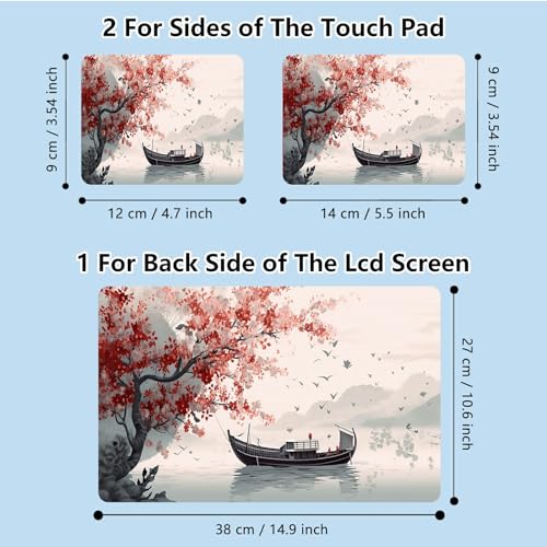 Universal Laptop Skin Sticker with 2 Wrist Pad Skins, Waterproof Scratch Resistant Vinyl Laptop Cover Decal, Cut to Fit for 11–15.6 Inch MacBook HP Dell Lenovo, Ink Painting - color: Ink Painting