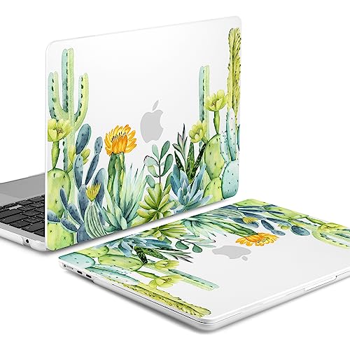 Batianda Case for MacBook Air 15" with M5 M4 M3 M2 Chip, Green Cactus | 4-in-1 Set with Watercolor Cactus Design, Lightweight Slim Hard Shell Protection For Students, Travelers and Nature Lovers - color: Cactus