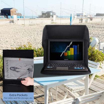 Laptop Sun Shade,Laptop Sun Shade for Working Outside,Foldable and Portable Screen Sun Glare Shield Sleeve,Outdoor Computer Cover,Privacy Protective Hood Sunshade Bag 12-14inch (Patent Pending) - size: 12-14inches